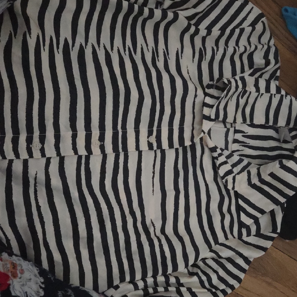 H&M Black and White Striped Button Down Shirt